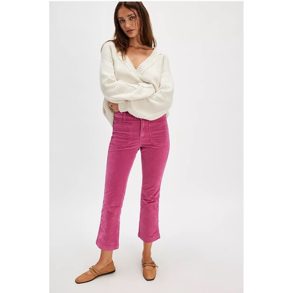 Free People‎ High Time Velvet Kick Flare Pants Size 6